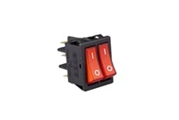 30*22mm Siyah Gövde 1NO+1NO Işıklı Terminalli (0-I) Baskılı Kırmızı A12 Serisi Anahtar